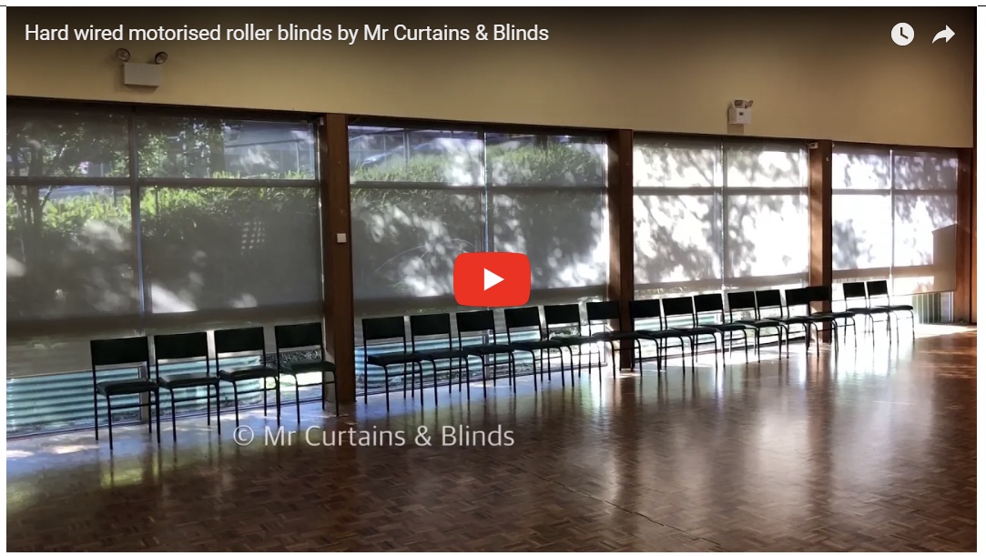 Hard wired motorised roller blinds at a Gosford community centre